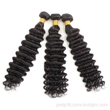 Grade 10a Wholesale Hair Vendors Mink Human Hair Weave Deep Wave Virgin Brazilian Hair Bundles with Lace Frontal Closure